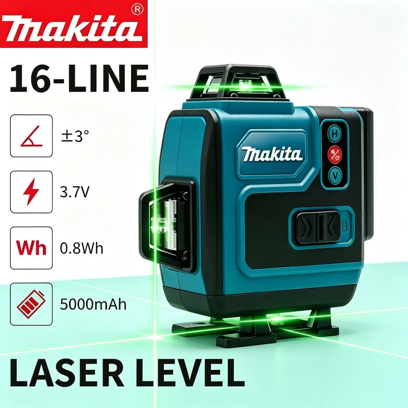 Laser Level 16 Lines 4D Green - Batteria Makita 40V 5.0Ah Max, Livella