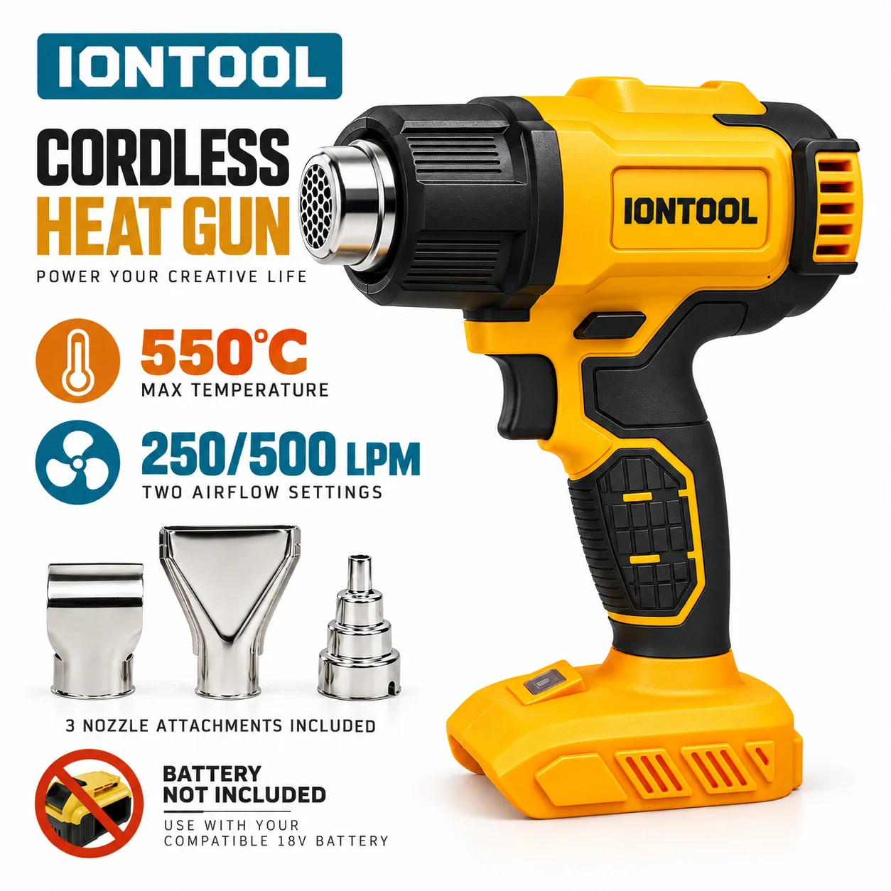 Cordless Heat Gun For Shrink Tubing - IONTOOL Pistola Termica Senza Spazzole e